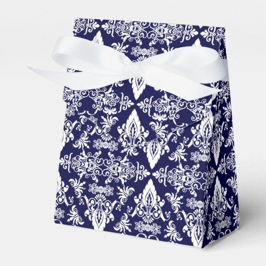 Damask 05 Navy-White-Zent Stil Gefälligkeitsboxen Geschenkschachtel (Vorderseite)
