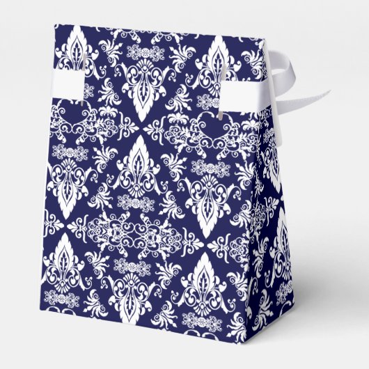 Damask 05 Navy-White-Zent Stil Gefälligkeitsboxen Geschenkschachtel (Rückseite)
