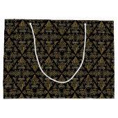 Damask 06 Schwarz-Gold-Große Geschenktasche Große Geschenktüte (Rückseite)