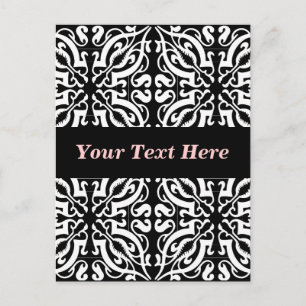 Damask 1 (schwarz und weiß) postkarte