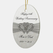 Damask 25. Hochzeitstag Keramik Ornament (Links)