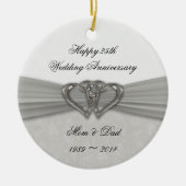 Damask 25. Hochzeitstag Keramikornament (Vorne)