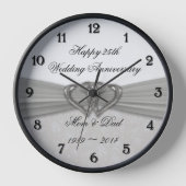 Damask 25. Hochzeitstag Mauer Uhr (Vorderseite)