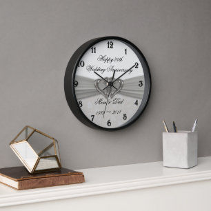 Damask 25. Hochzeitstag Mauer Uhr