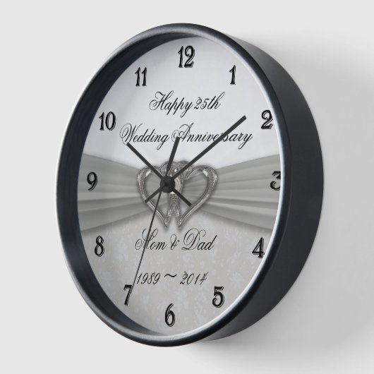 Damask 25. Hochzeitstag Mauer Uhr (Winkel)