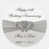 Damask 25. Hochzeitsticker Runder Aufkleber (Vorderseite)