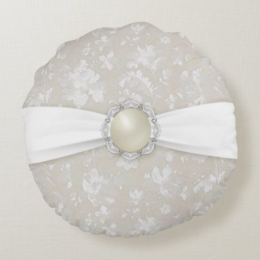 Damask 30. Hochzeit Jubiläum Runde Kissen Kissen (Rückseite)
