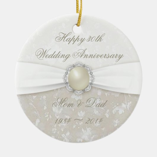 Damask 30. Hochzeitstag Keramikornament (Vorne)