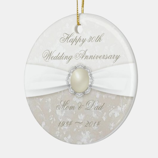 Damask 30. Hochzeitstag Keramikornament (Links)