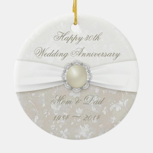 Damask 30. Hochzeitstag Keramikornament (Hinten)