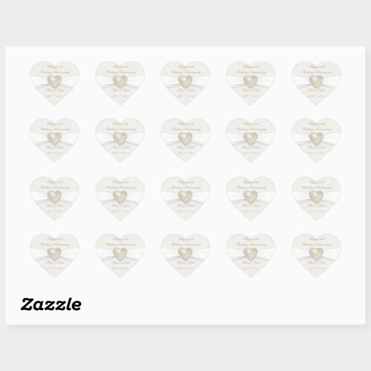 Damask 30. Hochzeitsticker Herz-Aufkleber (Blatt)