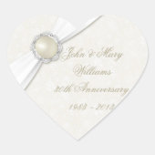 Damask 30. Hochzeitsticker Herz-Aufkleber (Vorderseite)