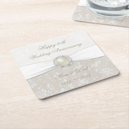 Damask 30. Untersetzer zum Hochzeitstag (angewinkelt)