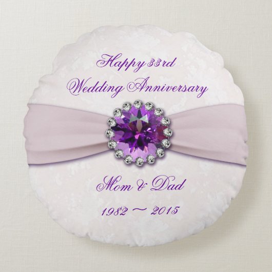 Damask 33. Hochzeit Jubiläum Runde Kissen (Vorderseite)