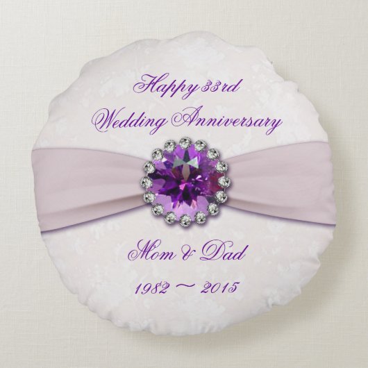 Damask 33. Hochzeit Jubiläum Runde Kissen (Rückseite)