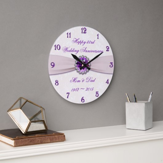 Damask 33. Hochzeitstag Mauer Uhr (Büro)