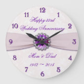 Damask 33. Hochzeitstag Mauer Uhr (Vorderseite)