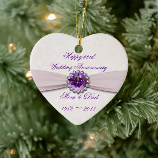 Damask 33. Wedding Anniversary Heart Ornament (Baum)