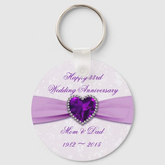 Damask 33. Wedding Anniversary Key Chain Schlüsselanhänger (Vorderseite)