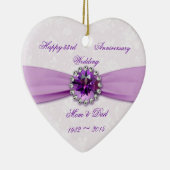 Damask 33rd Wedding Anniversary Heart Ornament (Rechts)