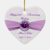 Damask 33rd Wedding Anniversary Heart Ornament (Hinten)