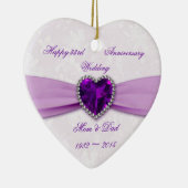 Damask 33rd Wedding Anniversary Heart Ornament (Rechts)