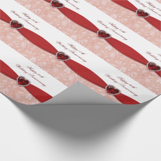 Damask 40. Hochzeitsszenario Geschenkpapier (Ecke)