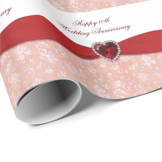 Damask 40. Hochzeitsszenario Geschenkpapier (Rolleneckpunkt)