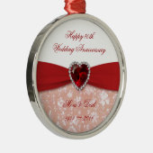 Damask 40. Hochzeitsszenario Silbernes Ornament (Rechts)