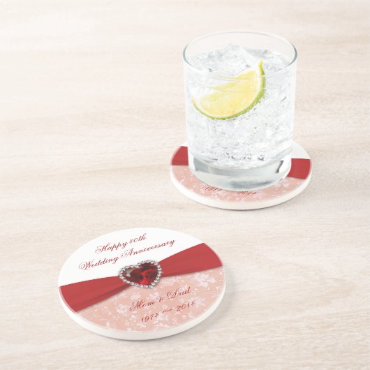 Damask 40. Hochzeitsszenario Untersetzer (Seite)