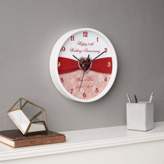 Damask 40. Hochzeitsszenario Wanduhr (Büro)