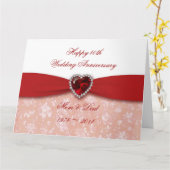 Damask 40. Hochzeitstag 11 x 8,5 Karte (Gelbe Blume)