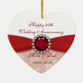 Damask 40. Hochzeitstag Keramikornament (Vorne)