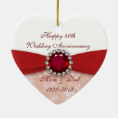 Damask 40. Hochzeitstag Keramikornament (Hinten)