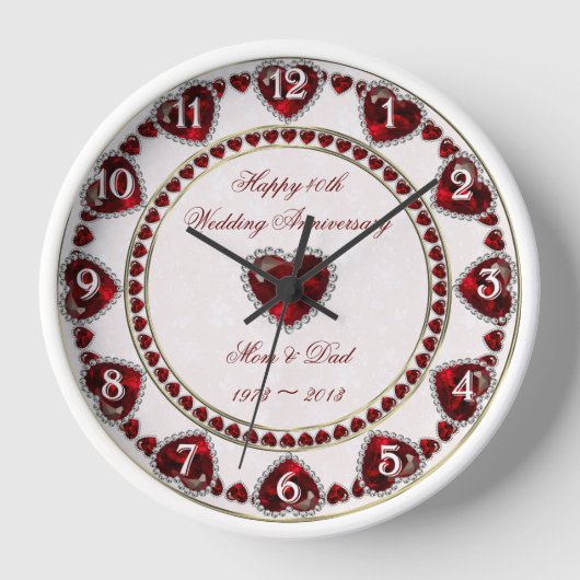 Damask 40. Hochzeitstag Mauer Uhr (Vorderseite)