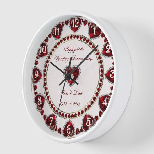 Damask 40. Hochzeitstag Mauer Uhr (Winkel)