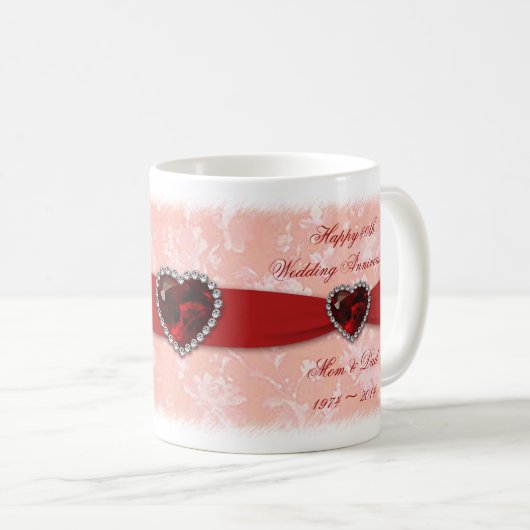 Damask 40. Hochzeitstag Tasse (VorderseiteRechts)