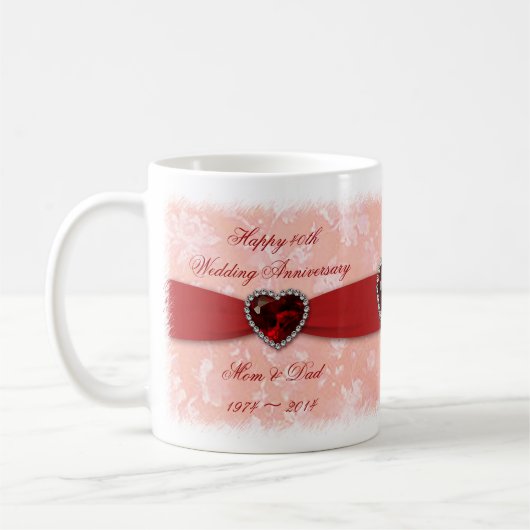 Damask 40. Hochzeitstag Tasse (Links)
