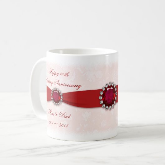 Damask 40. Tasse zum Hochzeitstag (Vorderseite Links)