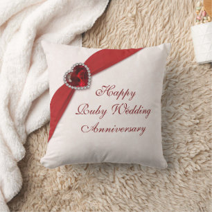 Damask 40. Wedding Anniversary Throw Kissen