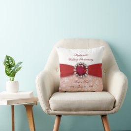 Damask 40. Wedding Anniversary Throw Kissen