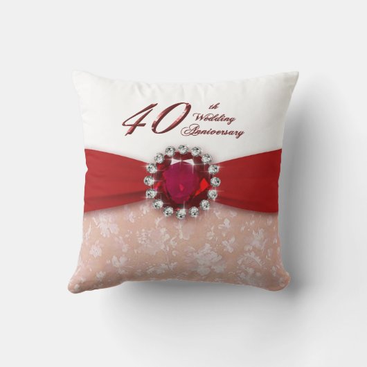 Damask 40. Wedding Anniversary Throw Kissen (Rückseite)