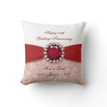 Damask 40. Wedding Anniversary Throw Kissen