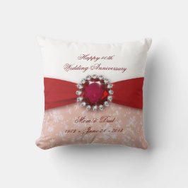 Damask 40. Wedding Anniversary Throw Kissen