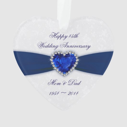 Damask 45. Hochzeitstag Acrylschmuck Ornament (Rückseite)