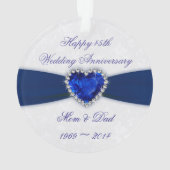 Damask 45. Hochzeitstag Acrylschmuck Ornament (Rückseite)