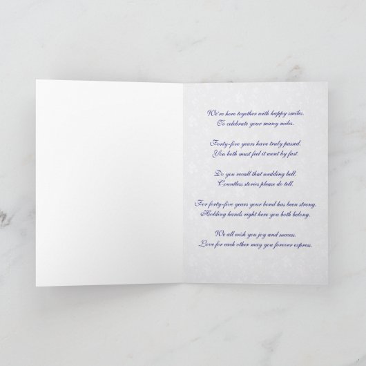 Damask 45. Hochzeitstag Grußkarte Karte (Innenseite)