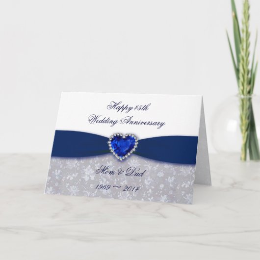 Damask 45. Hochzeitstag Grußkarte Karte (Vorderseite)