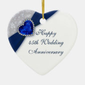 Damask 45. Hochzeitstag Herzdekoration Keramikornament (Vorne)