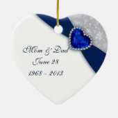 Damask 45. Hochzeitstag Herzdekoration Keramikornament (Hinten)